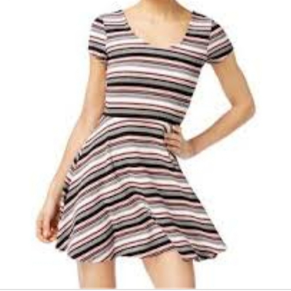 Planet Gold Juniors XL Striped Skater Dress